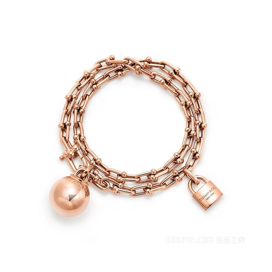 Tiffany HardWear 系列 18K 玫瑰金缠绕式手链，中号。