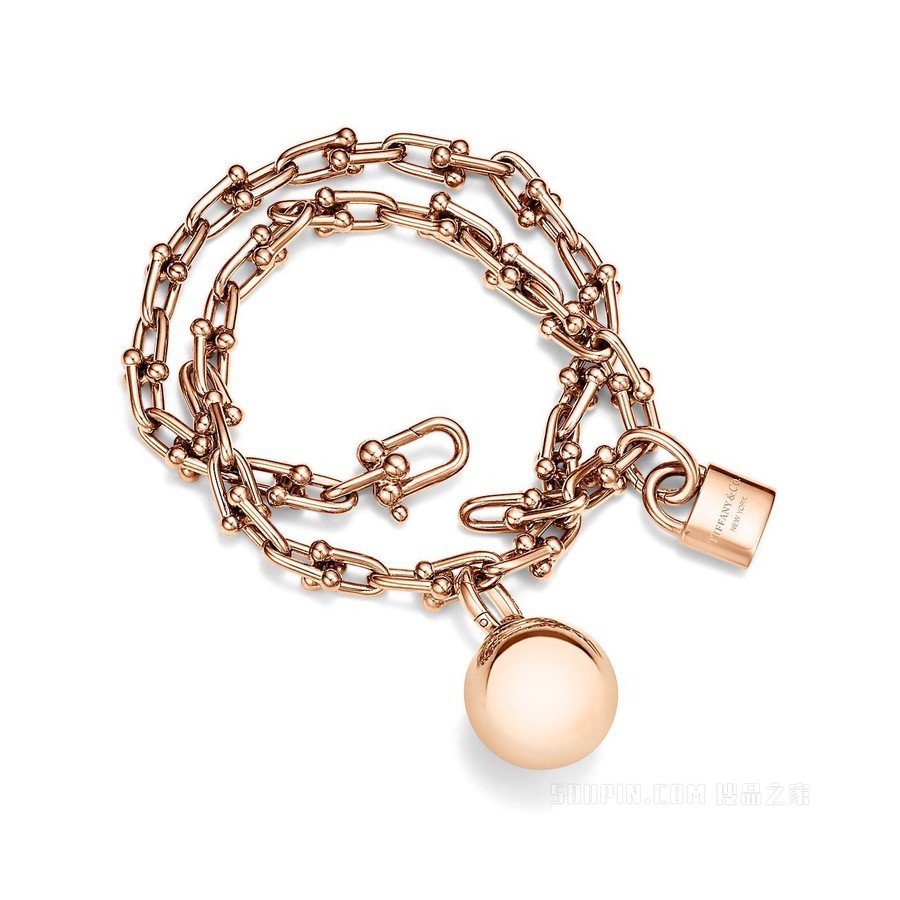 Tiffany HardWear 系列 18K 玫瑰金缠绕式手链，中号。