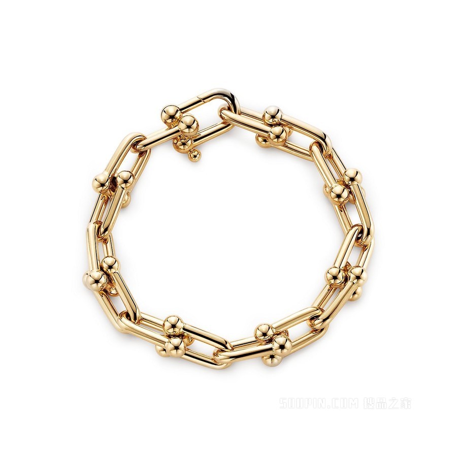Tiffany HardWear系列18K金中号链环手链。