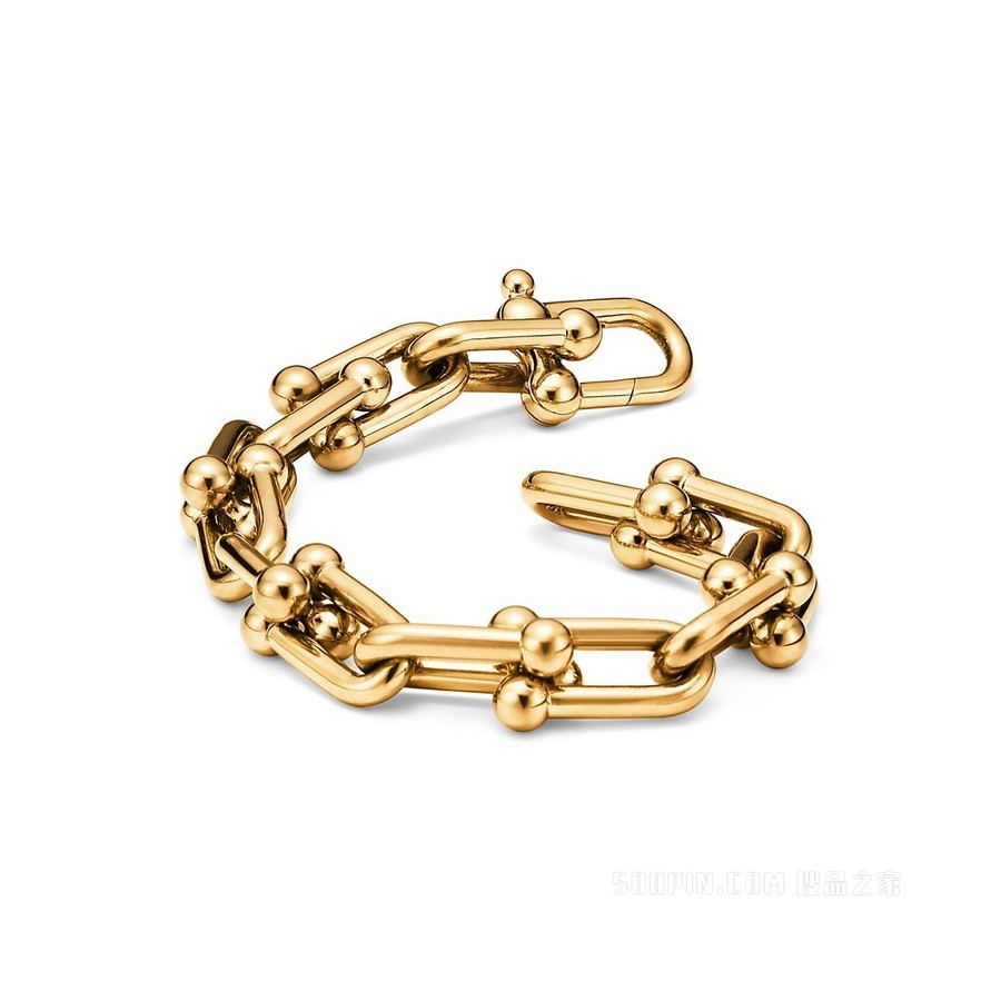 Tiffany HardWear系列18K金中号链环手链。