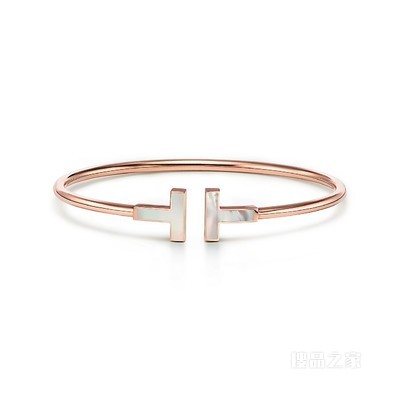 Tiffany T 系列 18K 玫瑰金镶嵌珍珠母贝线圈手镯