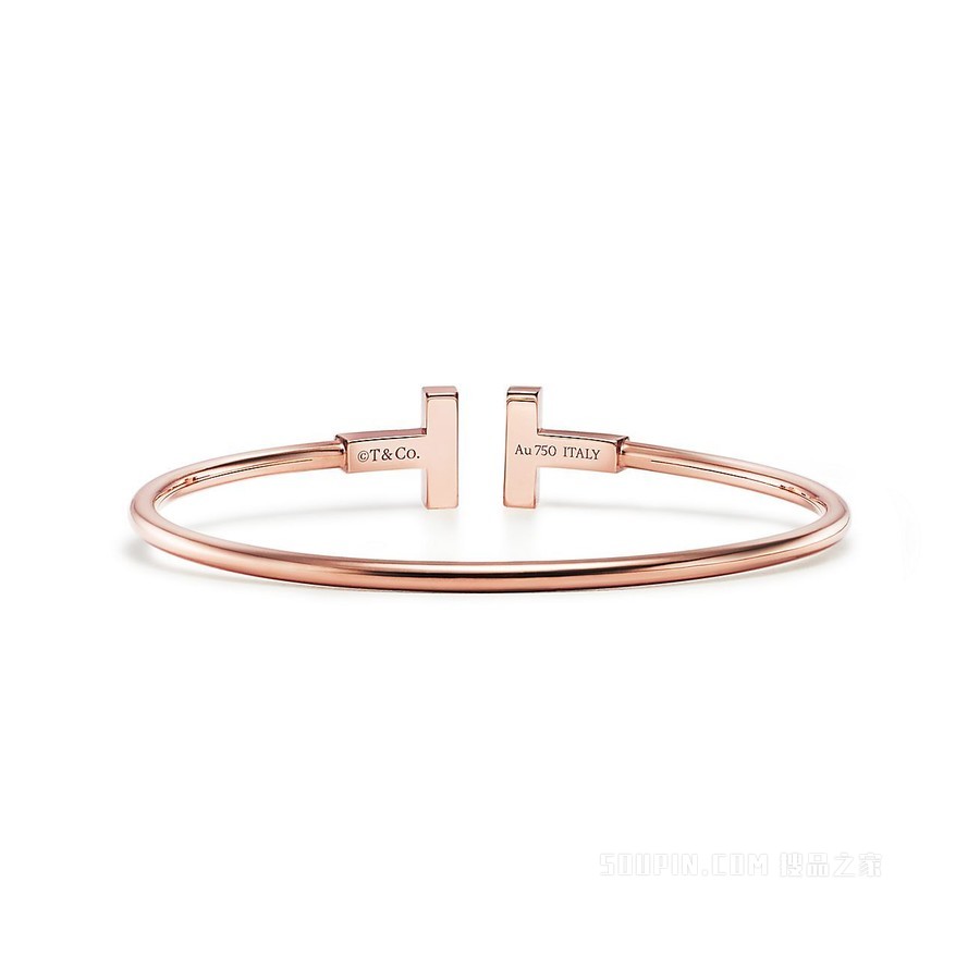 Tiffany T 系列 18K 玫瑰金镶嵌珍珠母贝线圈手镯