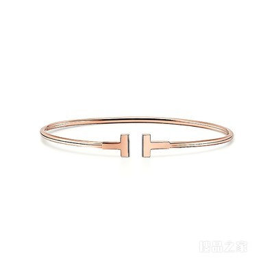 Tiffany T 系列 18K 玫瑰金窄式线圈手镯，中号。