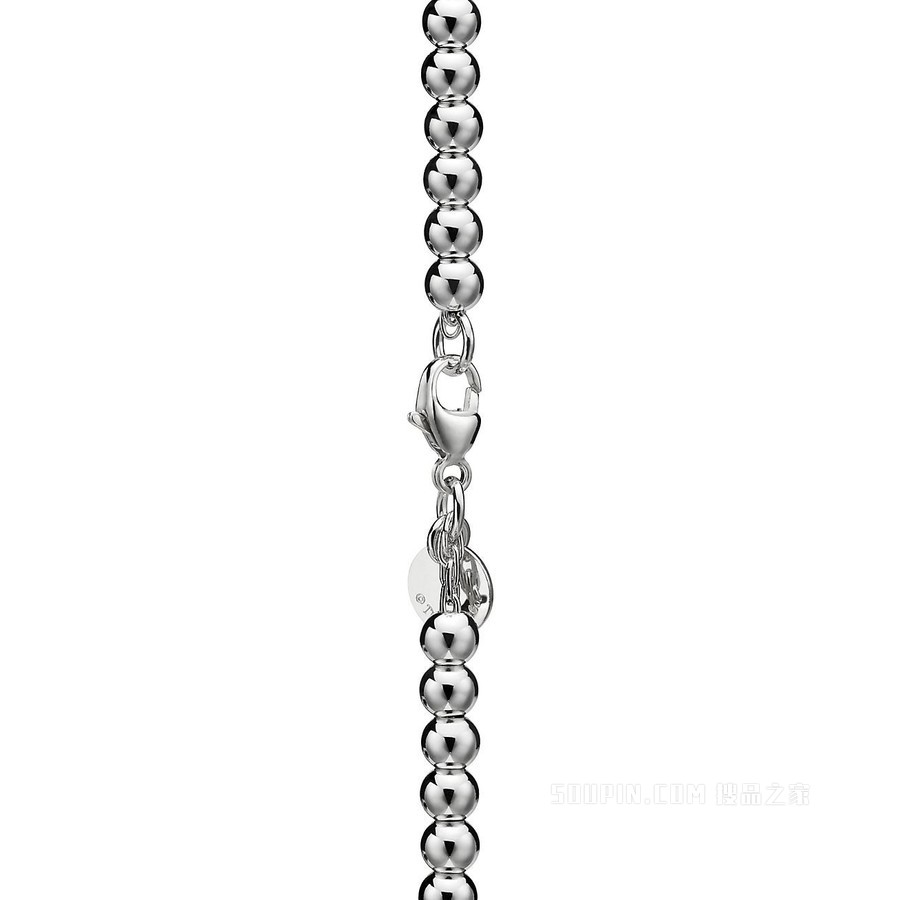 Return to Tiffany™ 系列纯银镶钻 Heart Tag 珠式手链，4 毫米
