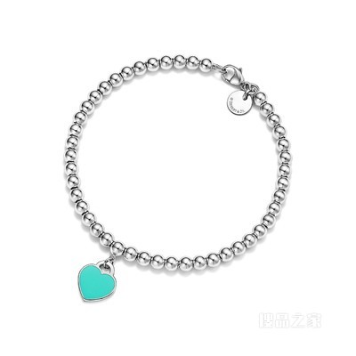Return to Tiffany™ 系列纯银镶钻 Tiffany Blue® 蒂芙尼蓝色珠式手链，4 毫米