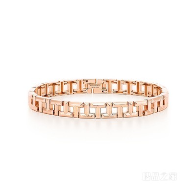 Tiffany T 系列 18K 玫瑰金 True 窄式手链，中号。