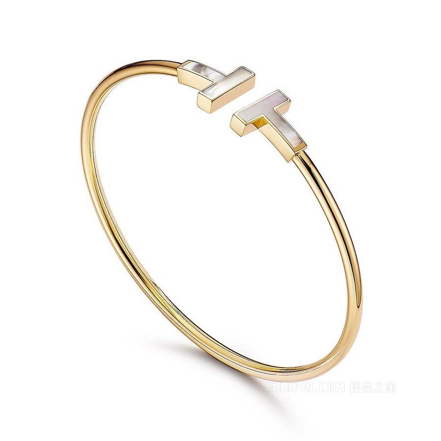 Tiffany T 系列 18K 黄金镶嵌珍珠母贝线圈手镯