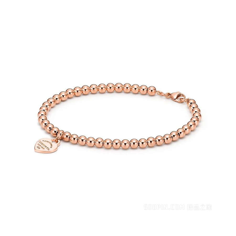 Return to Tiffany™ 系列 18K 玫瑰金 Heart Tag 珠式手链，4 毫米