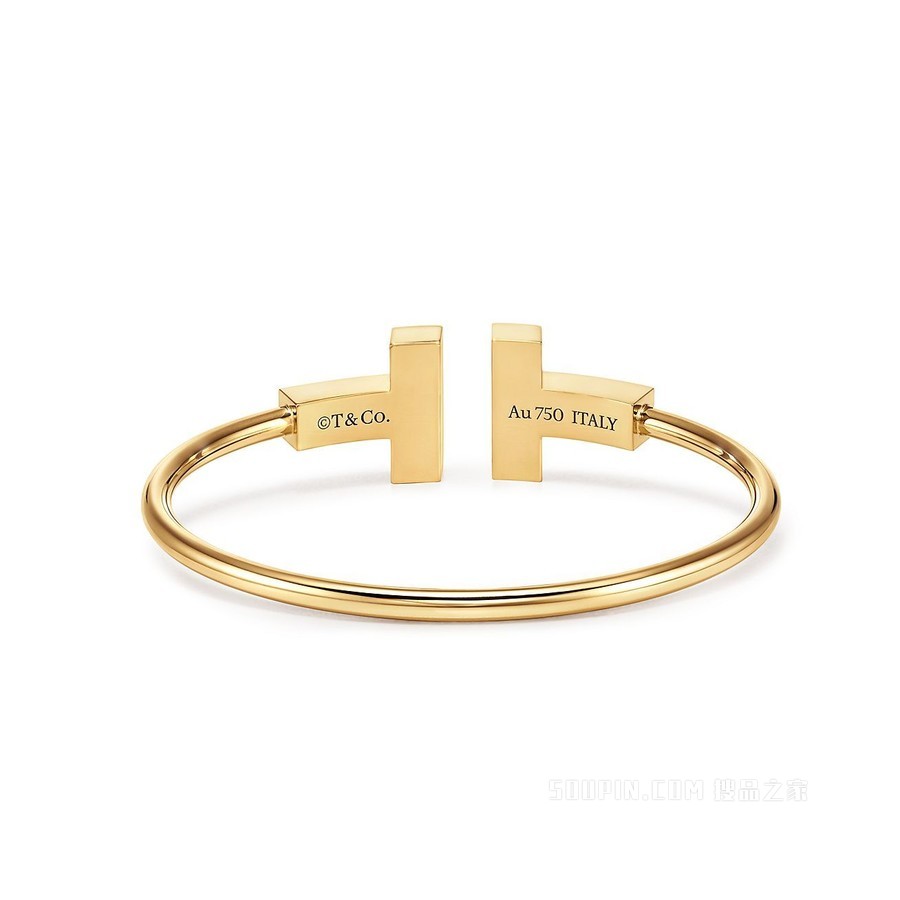 Tiffany T 系列 18K 黄金大号绿松石线圈手链，中号。