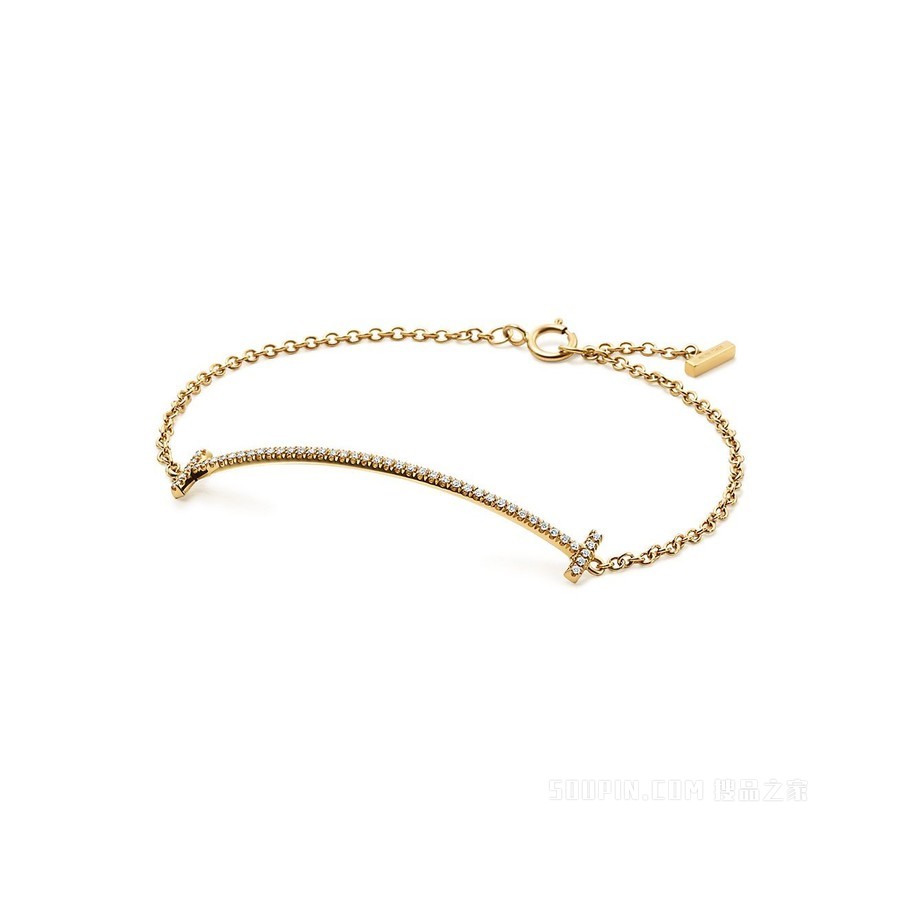 Tiffany T 系列 18K 黄金镶钻 Smile 手链