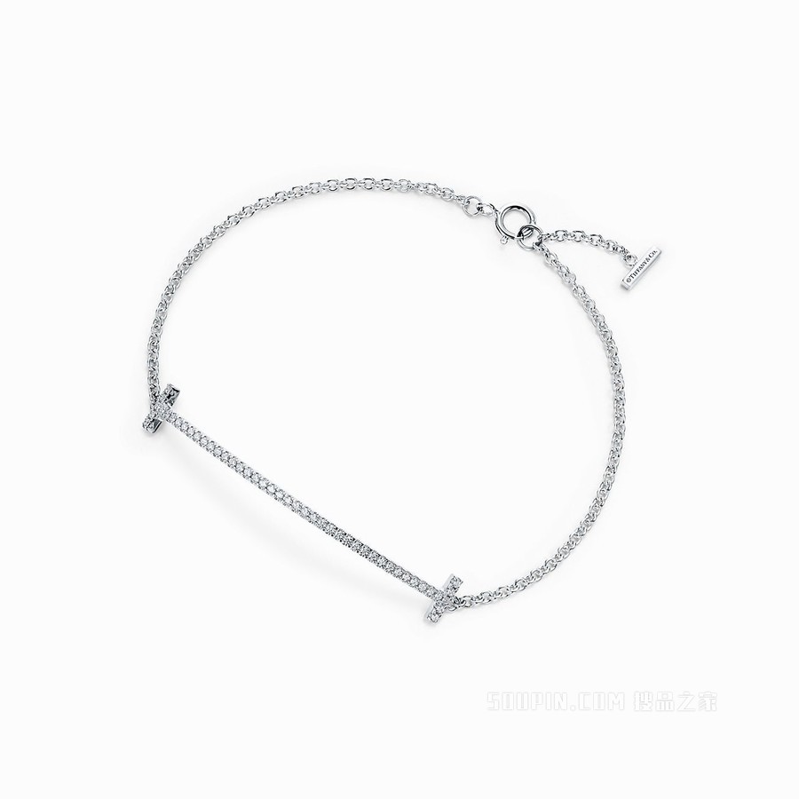 Tiffany T 系列 18K 白金镶钻 Smile 手链