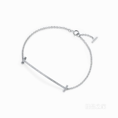 Tiffany T 系列 18K 白金镶钻 Smile 手链
