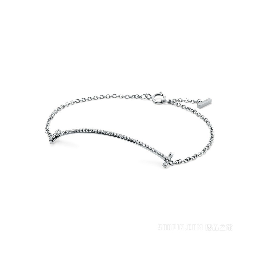 Tiffany T 系列 18K 白金镶钻 Smile 手链