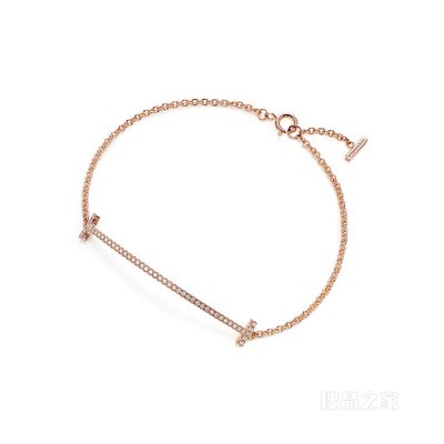 Tiffany T 系列 18K 玫瑰金镶钻 Smile 手链