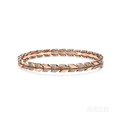 Tiffany Victoria™ 系列 18K 玫瑰金镶钻藤蔓铰链式手镯