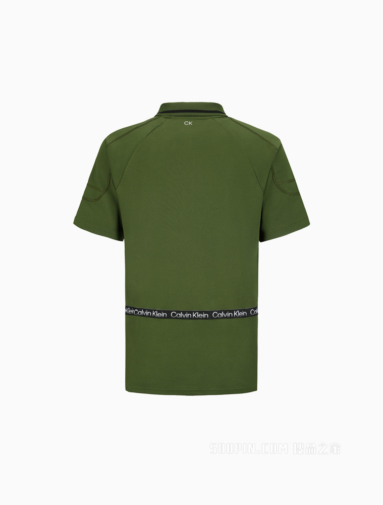 Calvin Klein 22春夏男士休闲拉链翻领循环LOGO织带短袖Polo衫4MS2K112