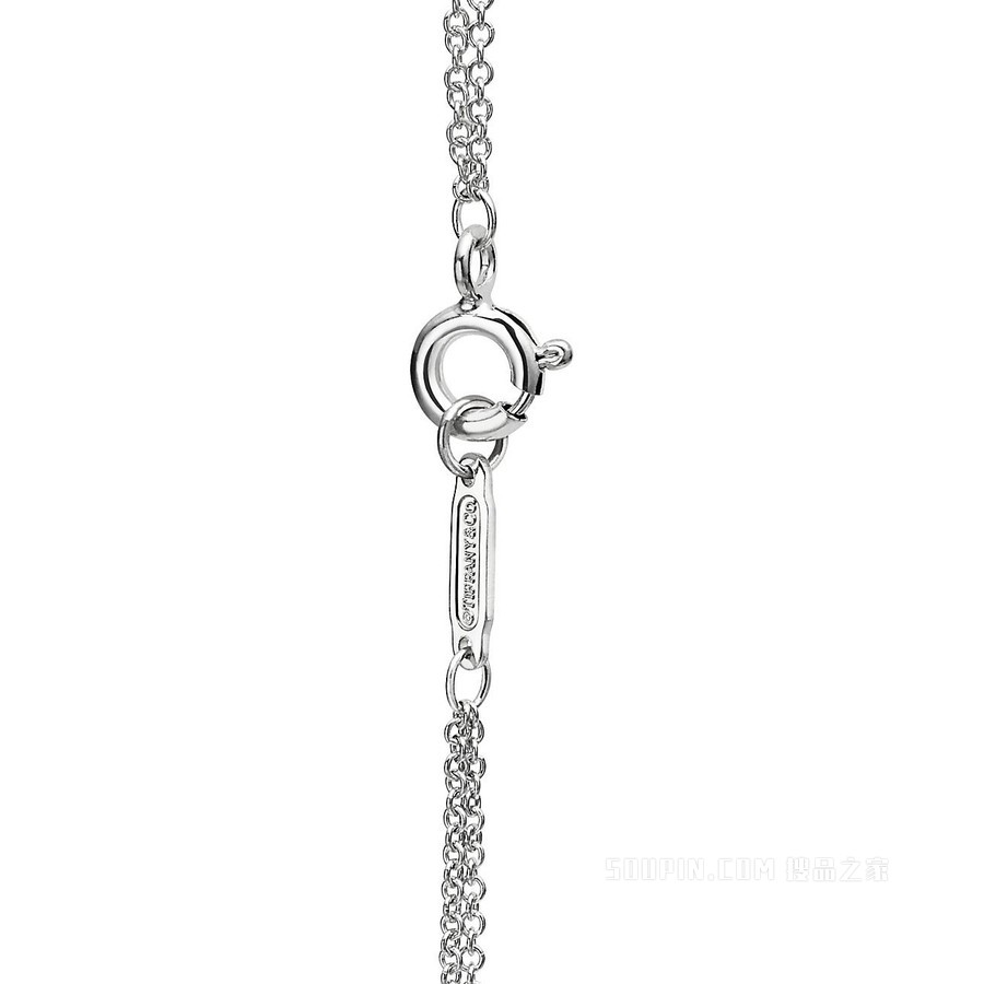Return to Tiffany™ 系列纯银镶钻心形双链手链，小号