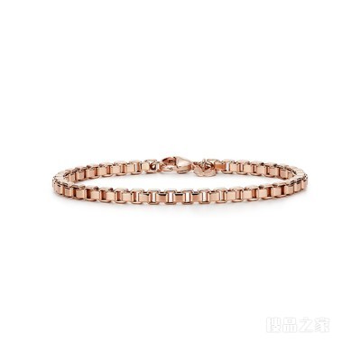 Venetian link 系列 18K 玫瑰金中号链环手链。