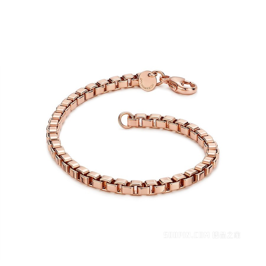 Venetian link 系列 18K 玫瑰金中号链环手链。