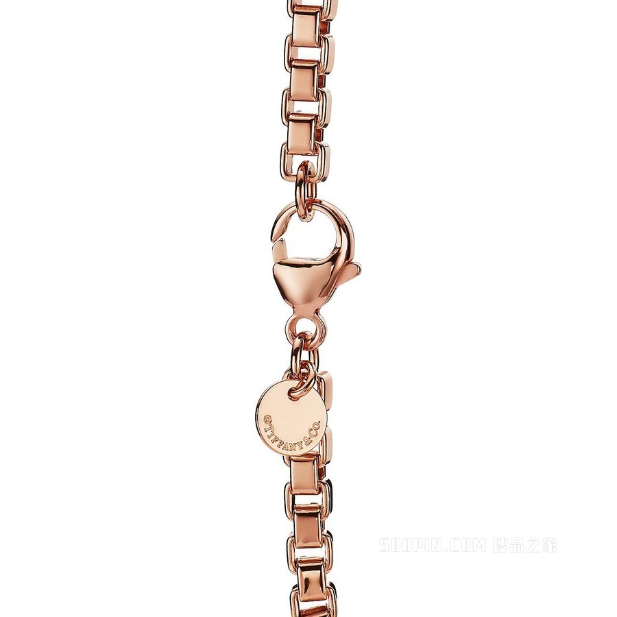 Venetian link 系列 18K 玫瑰金中号链环手链。