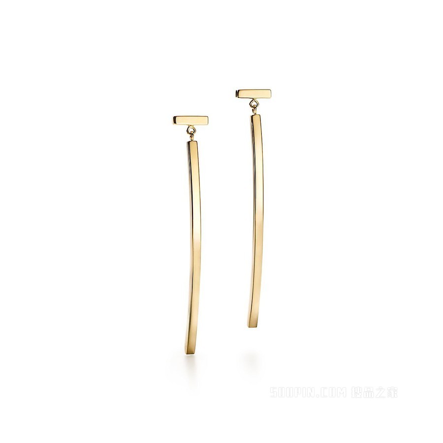 Tiffany T 系列 18K 黄金条形耳环。