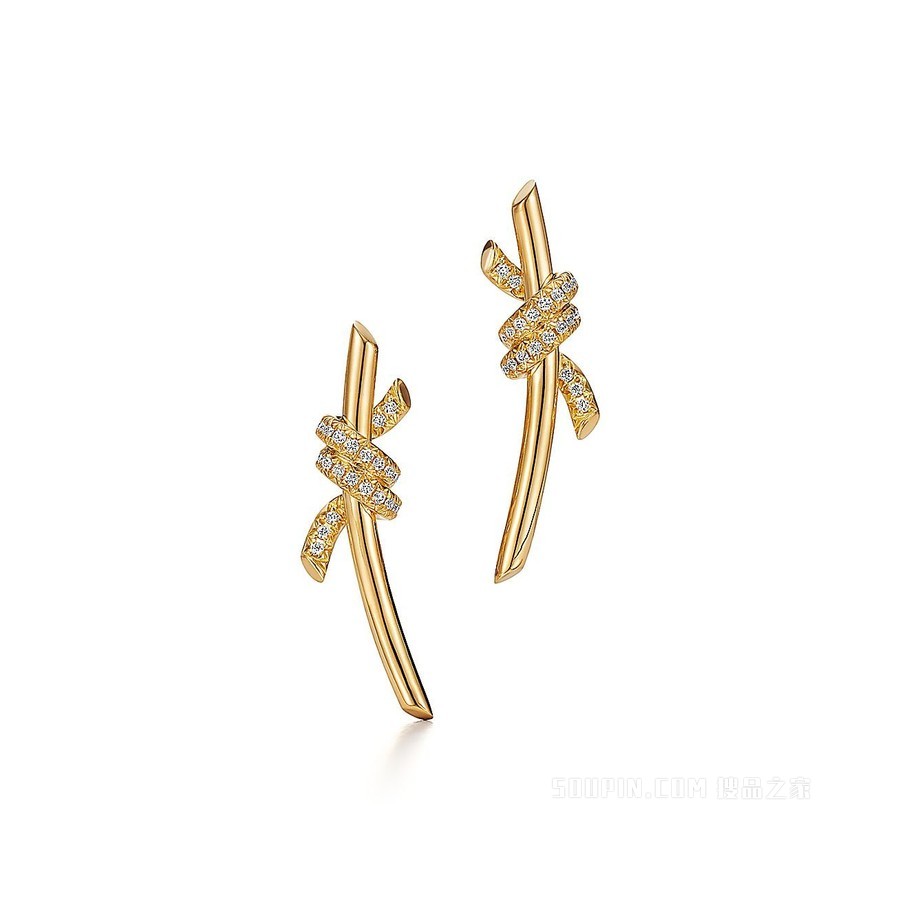 Tiffany Knot 系列 18K 黄金镶钻耳环