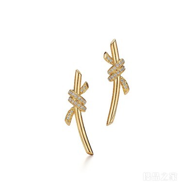Tiffany Knot 系列 18K 黄金镶钻耳环