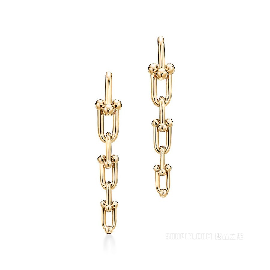 Tiffany HardWear 系列 18K 黄金渐变链环耳环。