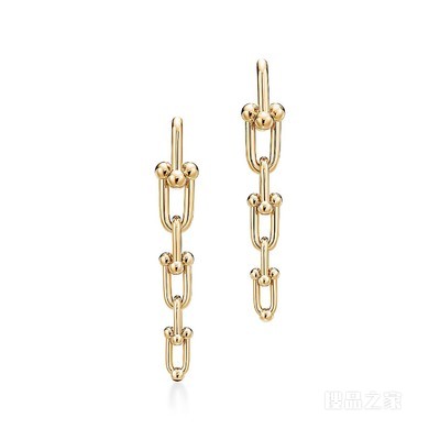 Tiffany HardWear 系列 18K 黄金渐变链环耳环。