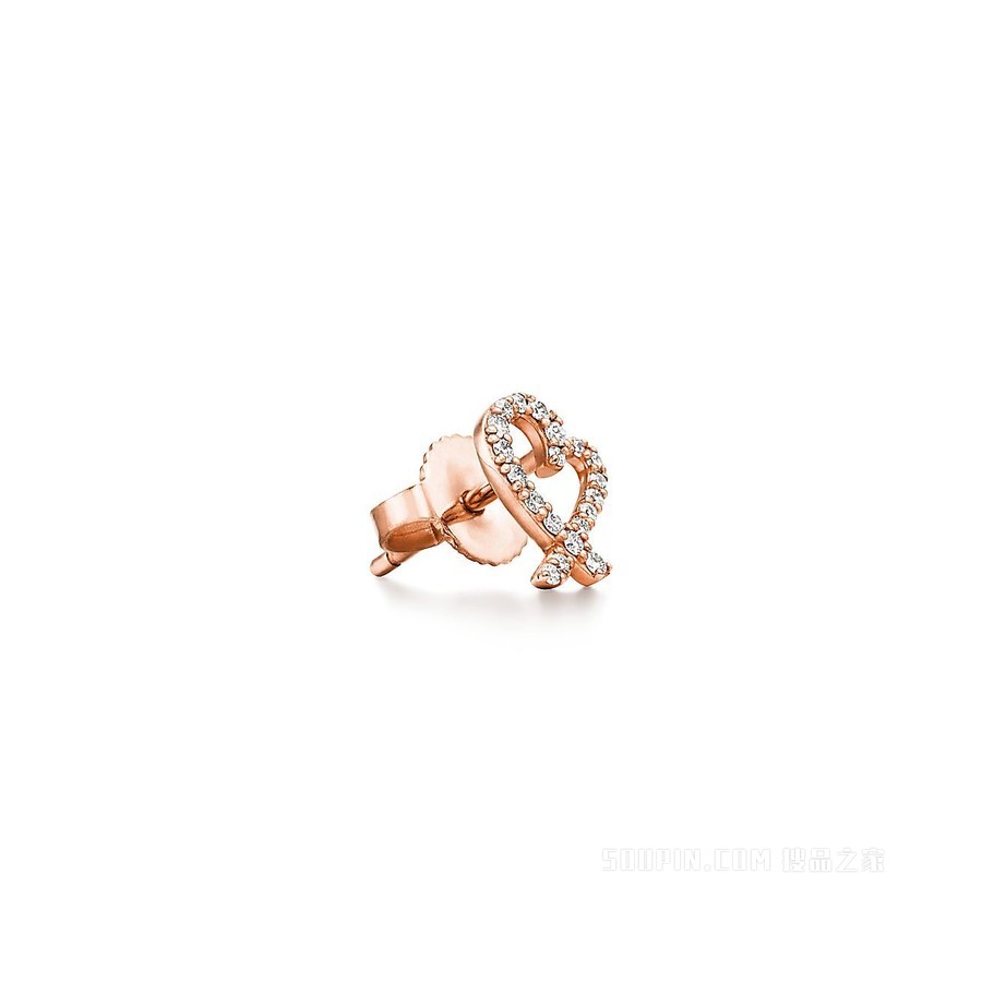 Paloma Picasso® 系列 Loving Heart 18K 玫瑰金镶钻迷你耳环。