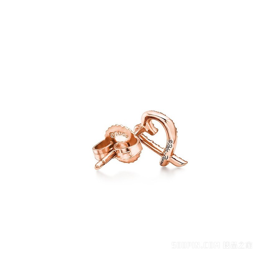 Paloma Picasso® 系列 Loving Heart 18K 玫瑰金镶钻迷你耳环。