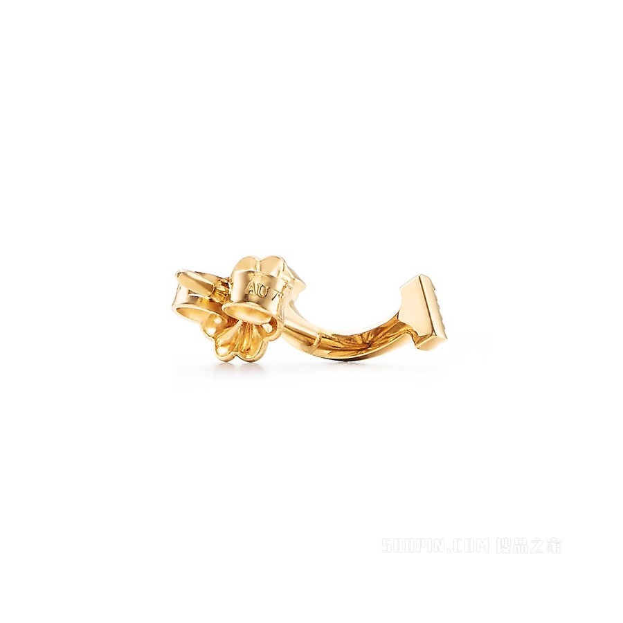 Tiffany T 系列 18K 黄金镶钻微笑耳环。