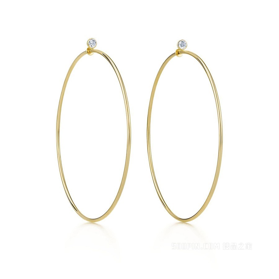 Elsa Peretti® 系列 18K 黄金镶钻圈形耳环，大号。