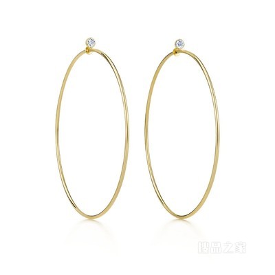Elsa Peretti® 系列 18K 黄金镶钻圈形耳环，大号。