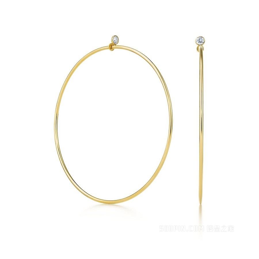 Elsa Peretti® 系列 18K 黄金镶钻圈形耳环，大号。