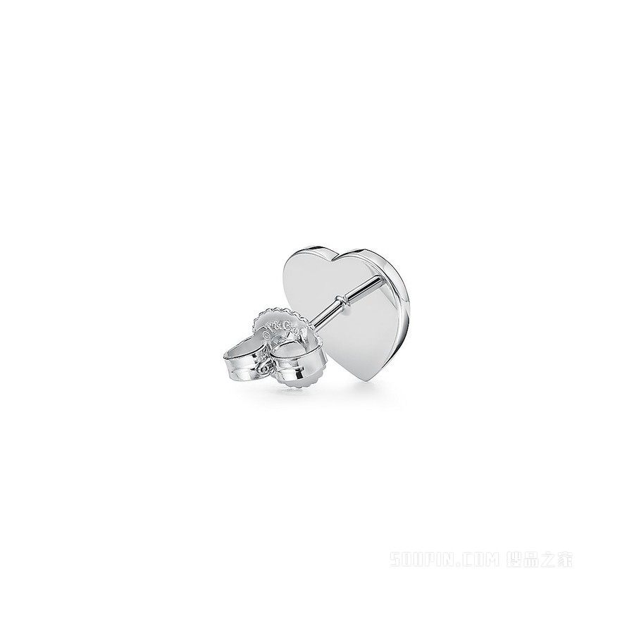 Return to Tiffany™ 系列纯银镶钻 Heart Tag 迷你耳环