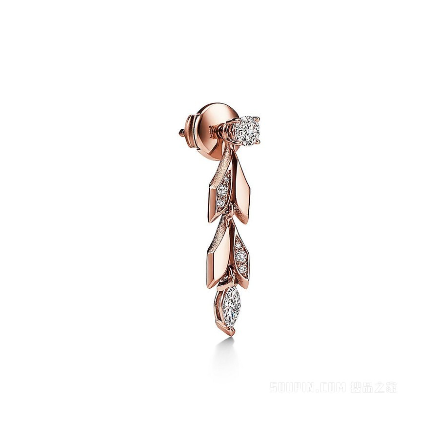 Tiffany Victoria™ 系列 18K 玫瑰金镶钻两戴藤蔓耳坠
