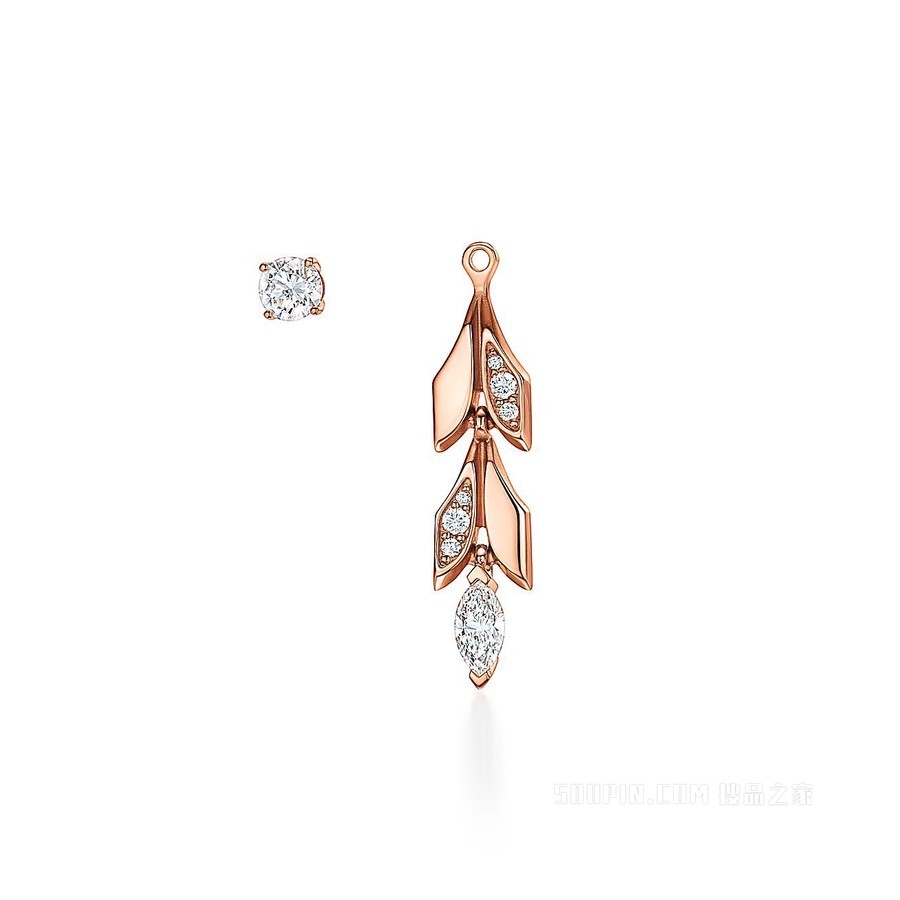 Tiffany Victoria™ 系列 18K 玫瑰金镶钻两戴藤蔓耳坠