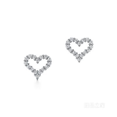 铂金镶钻超迷你 Heart 耳环。