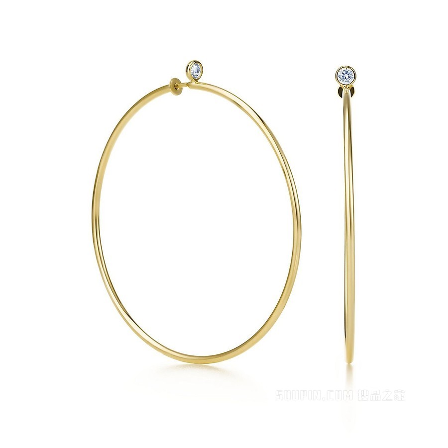 Elsa Peretti® 系列 18K 黄金镶钻圈形耳环，中号。