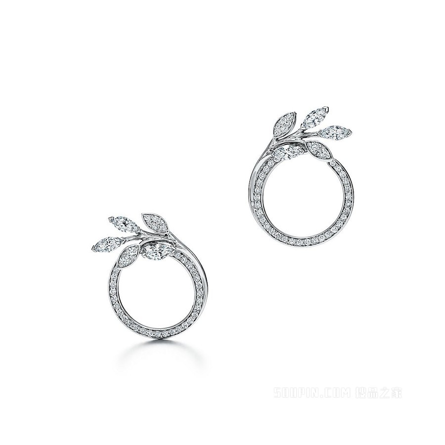 Tiffany Victoria™ 系列铂金镶钻藤圈耳环，小号。