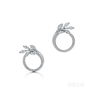 Tiffany Victoria™ 系列铂金镶钻藤圈耳环，小号。