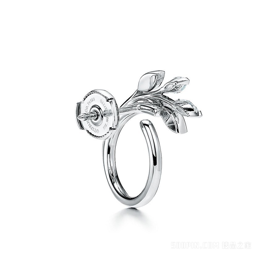 Tiffany Victoria™ 系列铂金镶钻藤圈耳环，小号。