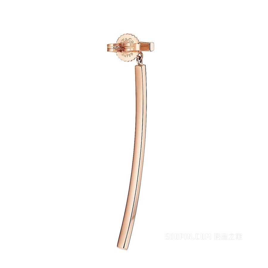 Tiffany T 系列 18K 玫瑰金镶钻条形耳环。
