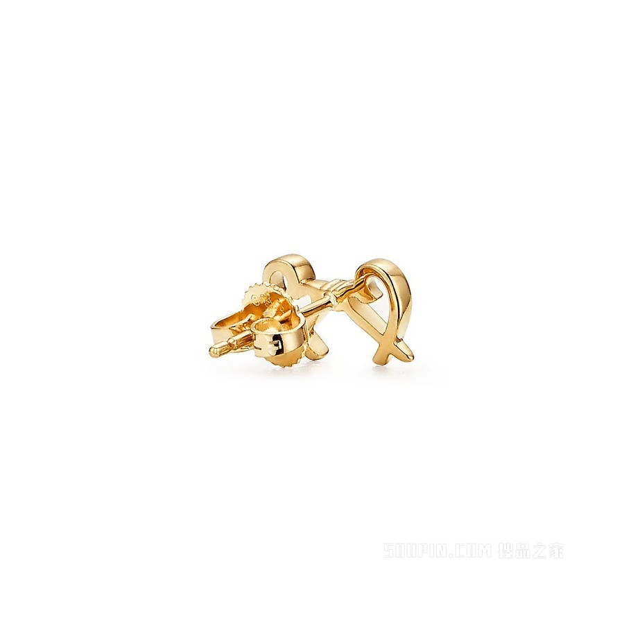 Paloma Picasso® 系列 Double Loving Heart 18K 黄金镶钻耳环。