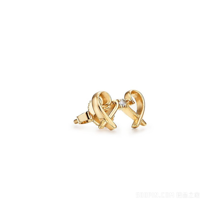 Paloma Picasso® 系列 Double Loving Heart 18K 黄金镶钻耳环。