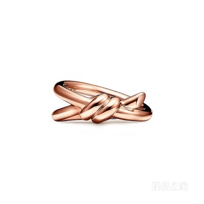 Tiffany Knot 系列 18K 玫瑰金双行戒指