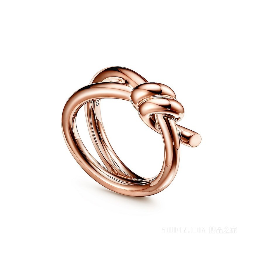 Tiffany Knot 系列 18K 玫瑰金双行戒指