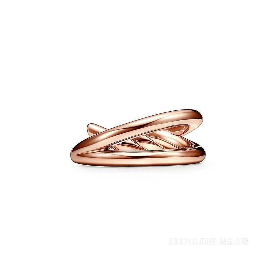 Tiffany Knot 系列 18K 玫瑰金双行戒指