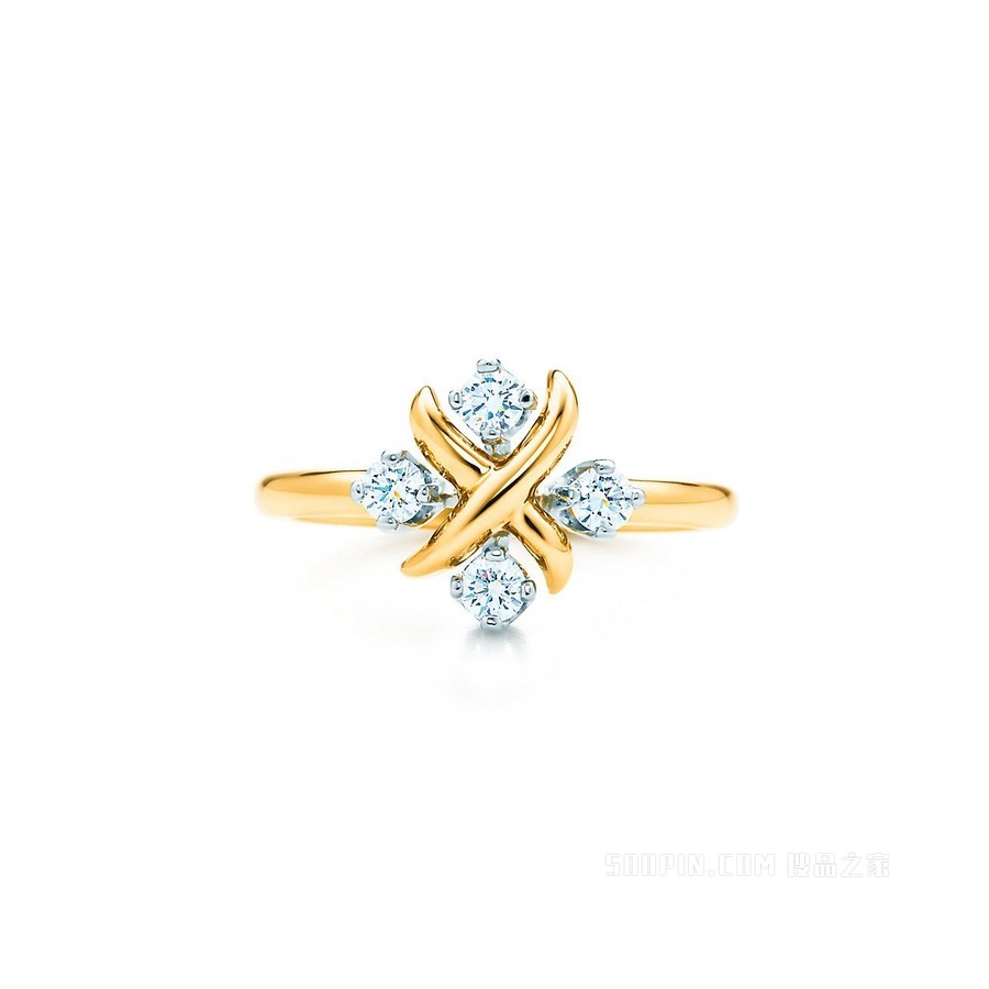 Tiffany & Co. Schlumberger 系列铂金和 18K 黄金镶钻 Lynn 戒指。